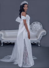 Load image into Gallery viewer, Butterfly Back White Crystal Bridal Gown
