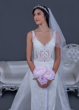 Load image into Gallery viewer, Two-Piece White Crystal Bridal Gown
